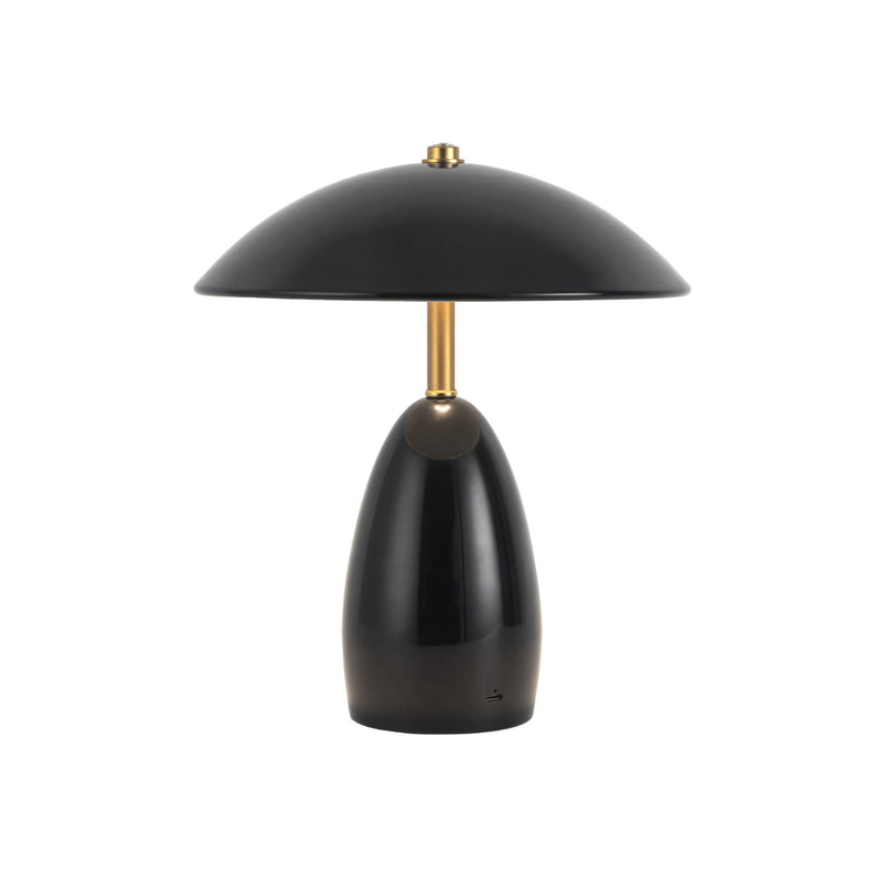 Poppy 9" Cordless Table Lamp in Glossy Black