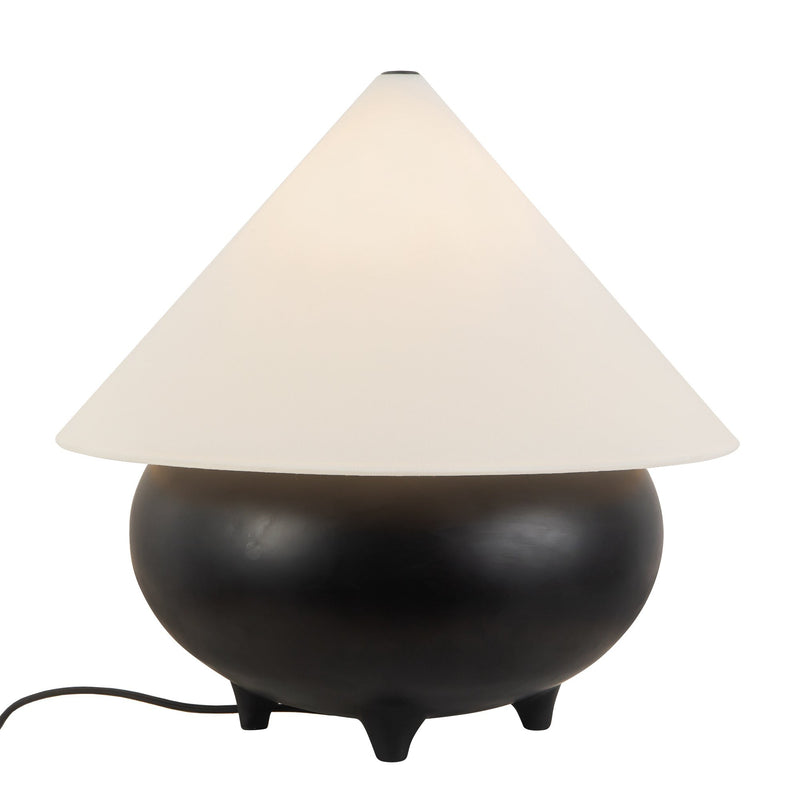Rowan 17" Table Lamp in Matte Black/White Linen