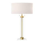 Sasha 18" 2-Light Table Lamp in Brushed Gold/White Linen