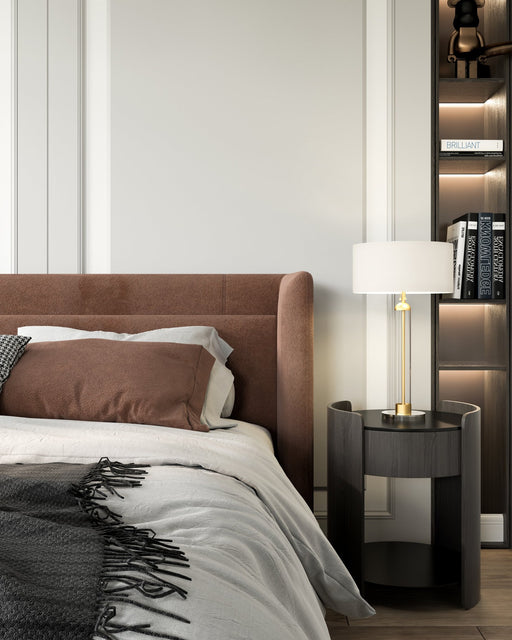 Sasha 18" 2-Light Table Lamp in Brushed Gold/White Linen