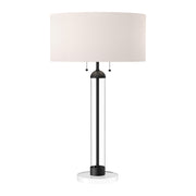 Sasha 18" 2-Light Table Lamp in Matte Black/White Linen