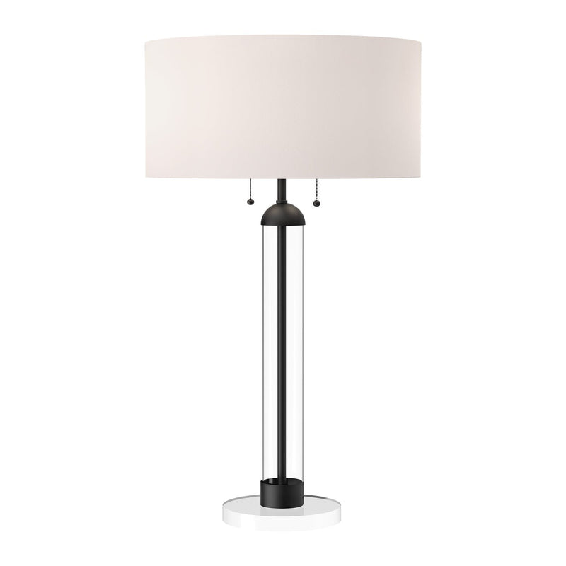 Sasha 18" 2-Light Table Lamp in Matte Black/White Linen