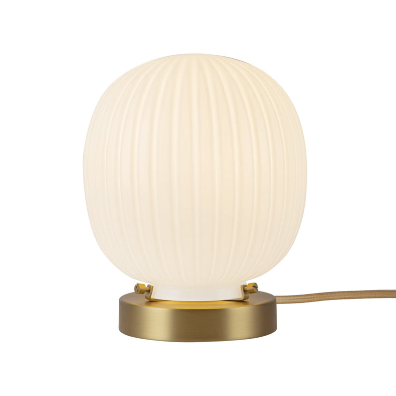 Cherise 7" Table Lamp in Brushed Gold/Glossy Ribbed Opal Glass
