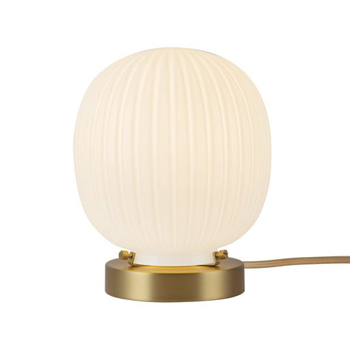 Cherise 7" Table Lamp in Brushed Gold/Glossy Ribbed Opal Glass