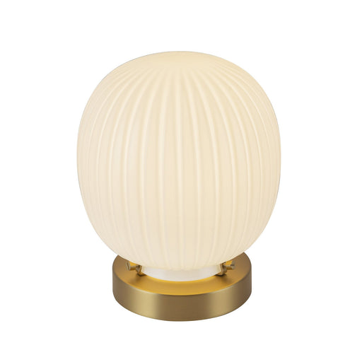 Cherise 7" Table Lamp in Brushed Gold/Glossy Ribbed Opal Glass