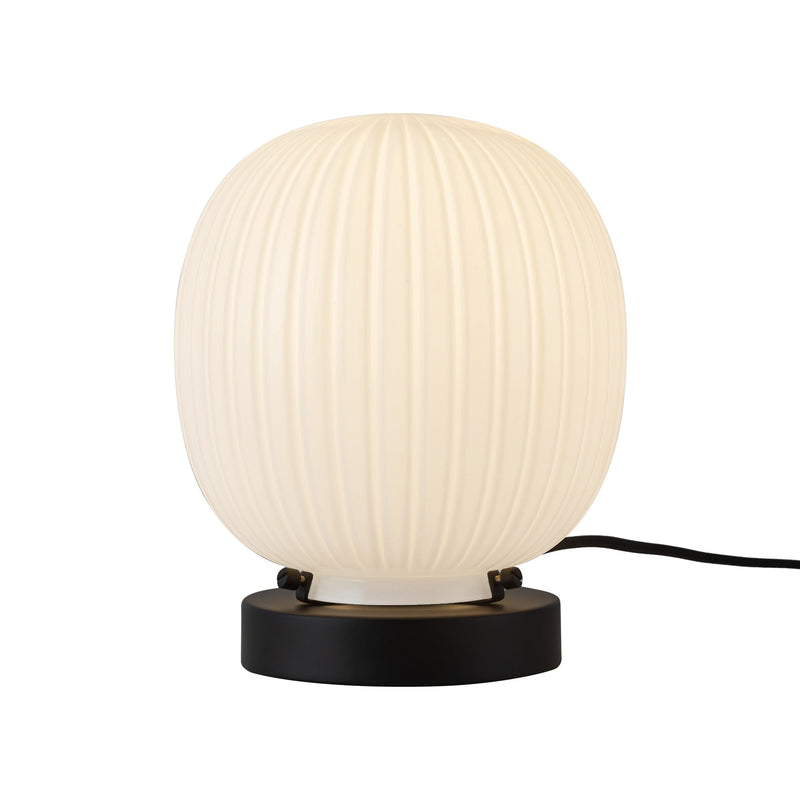Cherise 7" Table Lamp in Matte Black/Glossy Ribbed Opal Glass