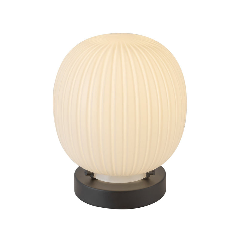Cherise 7" Table Lamp in Matte Black/Glossy Ribbed Opal Glass