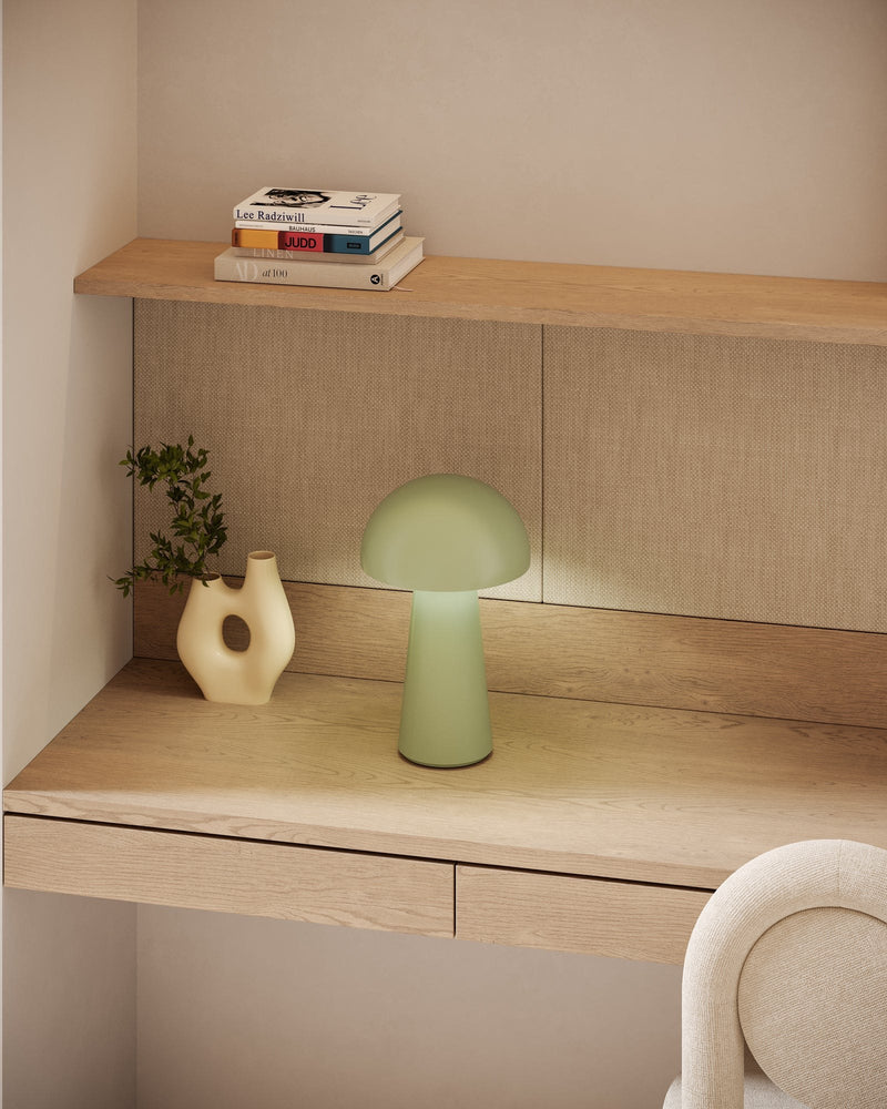 Asher 8" Cordless Table Lamp in Sage Green