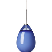 Alina Mini Pendant in Satin Nickel with Steel Blue Glass