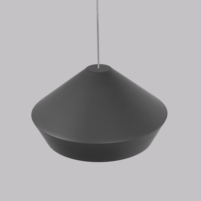 Brummel Pendant in Satin Nickel with Matte Charcoal Gray Glass