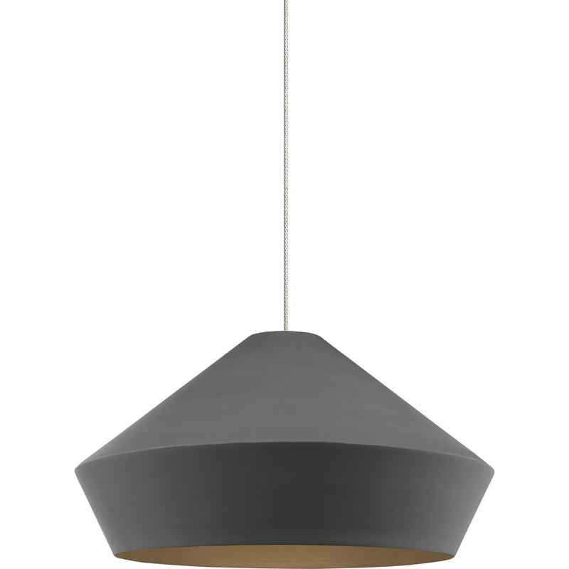 Brummel Pendant in Antique Bronze with Matte Charcoal Gray Glass