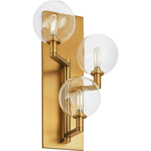Gambit 3-Light Wall Sconce in Triple Clear Aged Brass
