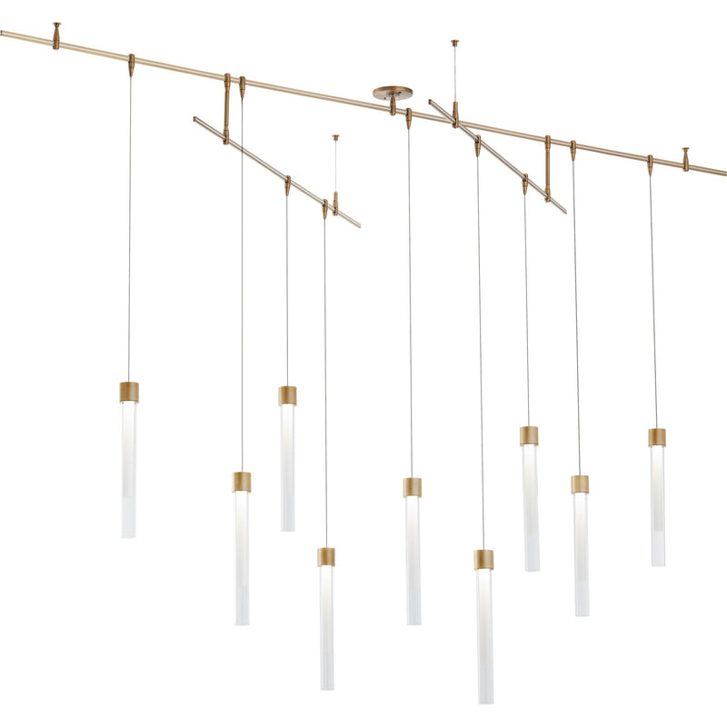 Mini Linger 9-Light Pendant in 9 Light Natural Brass