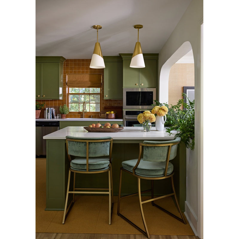 Tori 1 Light 9" Pendant in Vibrant Gold in a room setting