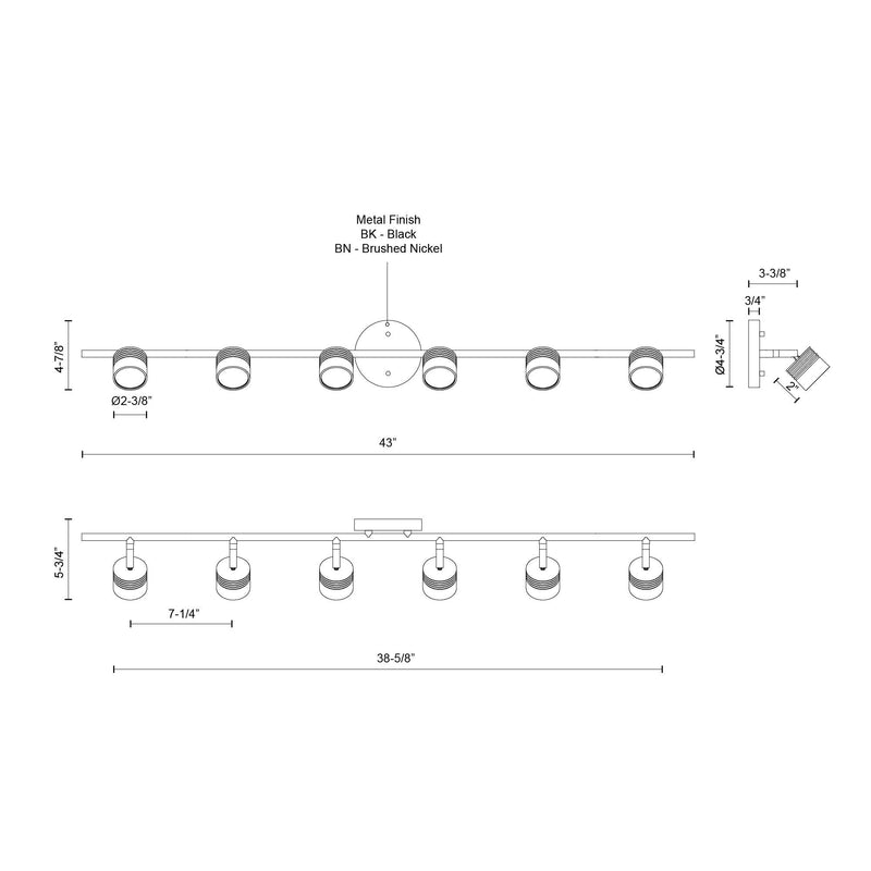 Lyra 43" Semi-Flush Mount in Brushed Nickel