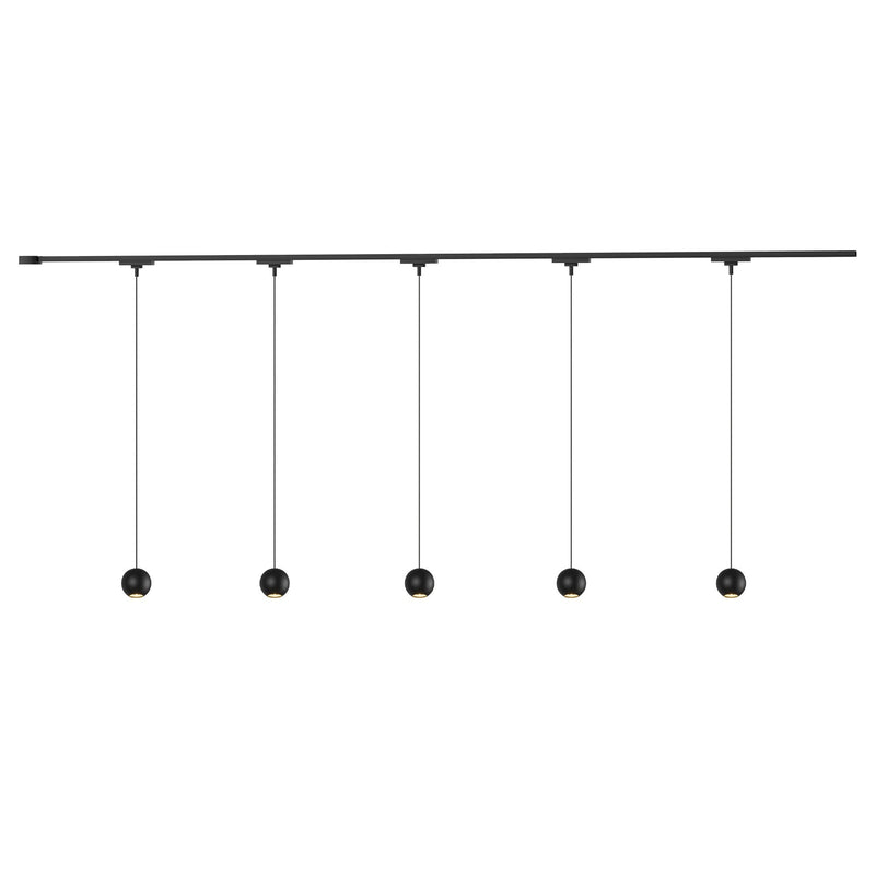 Faria 81" 5-Head Trilo Track LED Ceiling Kit in Black - 3000K