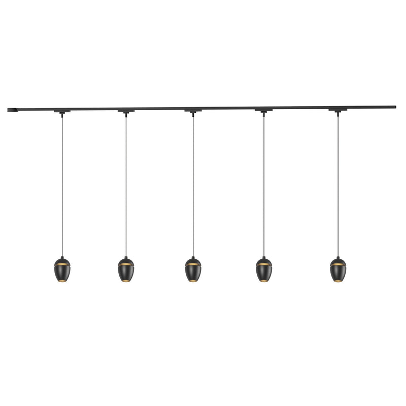 Eloa 81" 5-Head Trilo Track LED Ceiling Kit in Black - 3000K