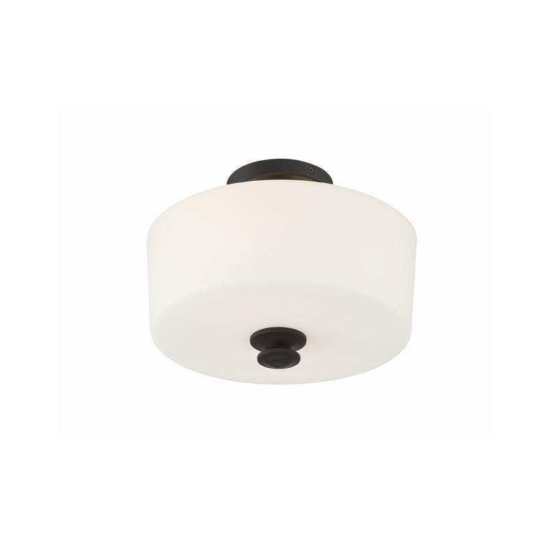 Travis 2 Light 12.5" Semi Flush Mount in Black Forged