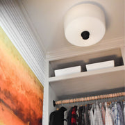 Travis 2 Light 12.5" Semi Flush Mount in Black Forged in a room setting