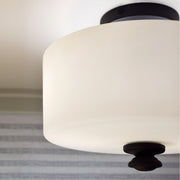 Travis 2 Light 12.5" Semi Flush Mount in Black Forged in a room setting