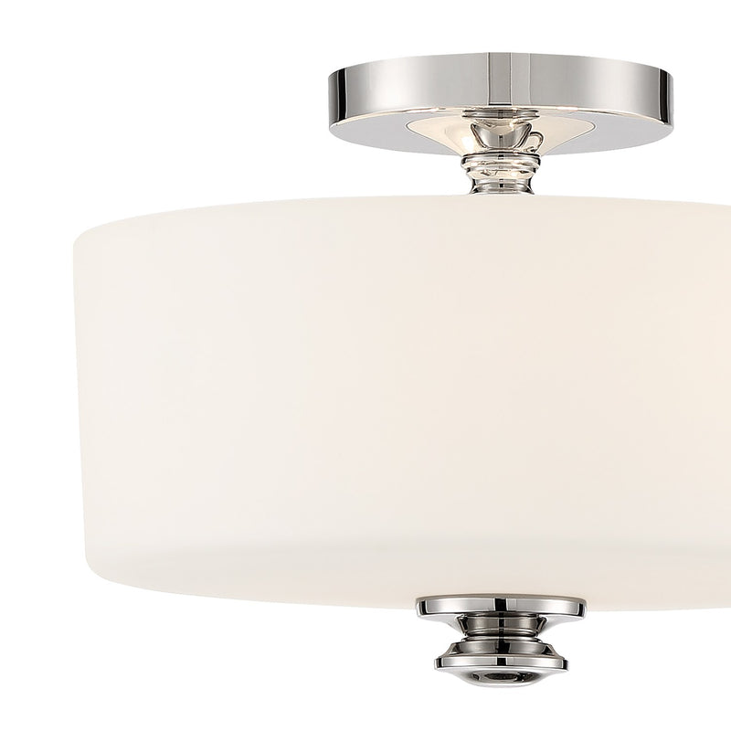 Travis 2 Light 12.5" Semi Flush Mount in Polished Nickel