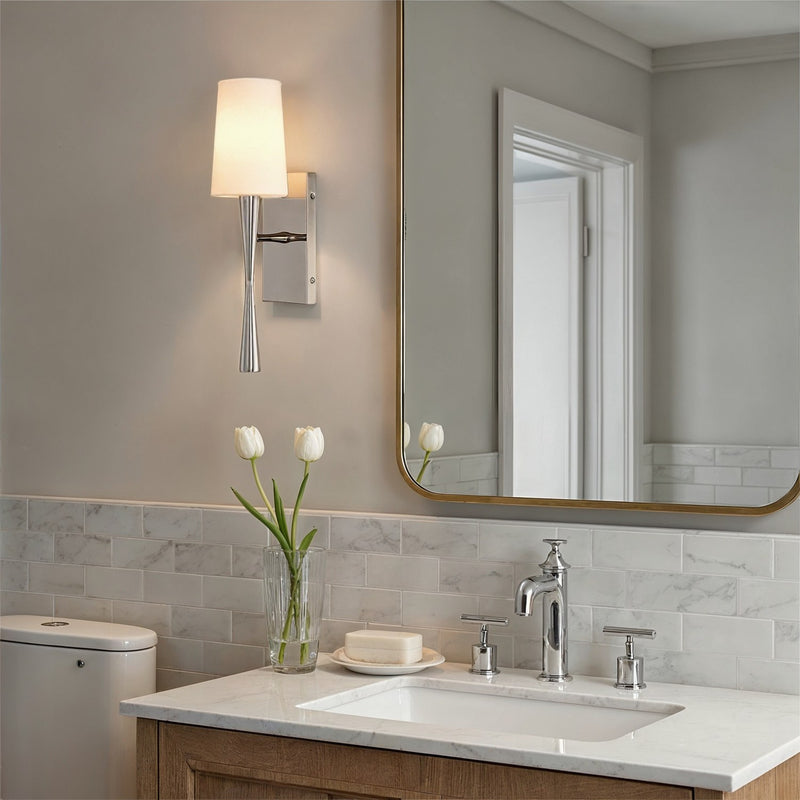 Trenton 1 Light 5" Sconce in Polished Nickel in a room setting