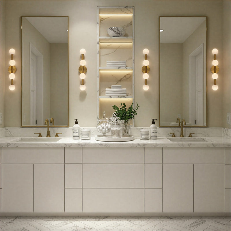 Terrell 4 Light 24" LED Bathroom Vanity in Luxe Gold in a room setting