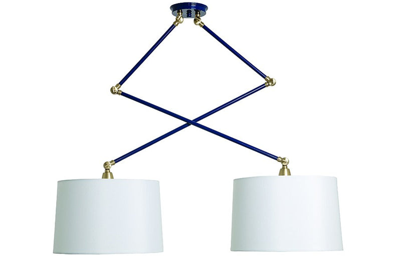 Uptown Double Adjustable Pendant in Navy Blue/Satin Brass