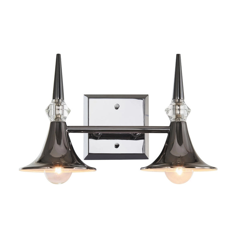Tromba 2-Light 13.4" Vanity Light in Black Chrome