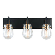 Bromyard 3-Light 25.8" Vanity Light in Matte Black / Aged Brass