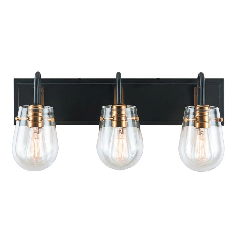 Bromyard 3-Light 25.8" Vanity Light in Matte Black / Aged Brass