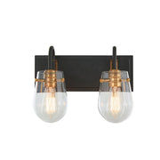 Bromyard 2-Light 16.4" Vanity Light in Matte Black / Aged Brass