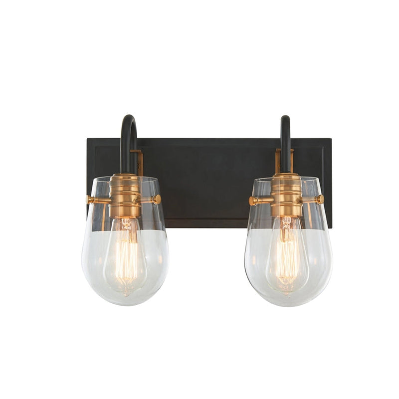 Bromyard 2-Light 16.4" Vanity Light in Matte Black / Aged Brass