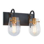 Bromyard 2-Light 16.4" Vanity Light in Matte Black / Aged Brass