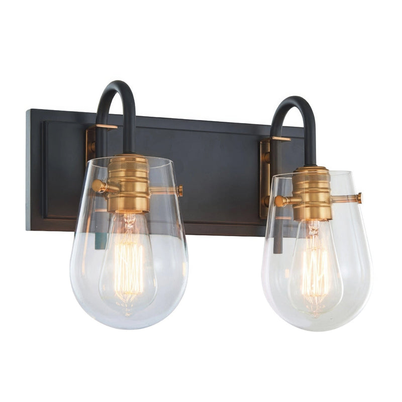 Bromyard 2-Light 16.4" Vanity Light in Matte Black / Aged Brass