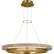 Grace 36 Chandelier in Hand Rubbed Antique Brass and Natural Oak