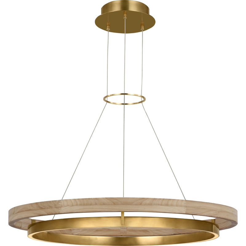 Grace 36 Chandelier in Hand Rubbed Antique Brass and Natural Oak