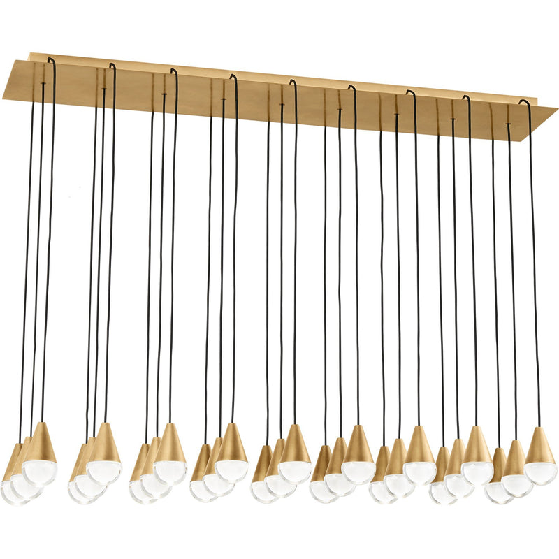 Cupola 27-Light Linear Pendant in Natural Brass