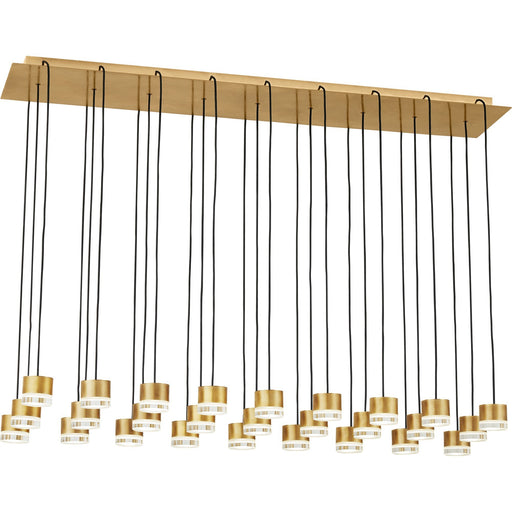 Gable 27-Light Linear Pendant in Natural Brass