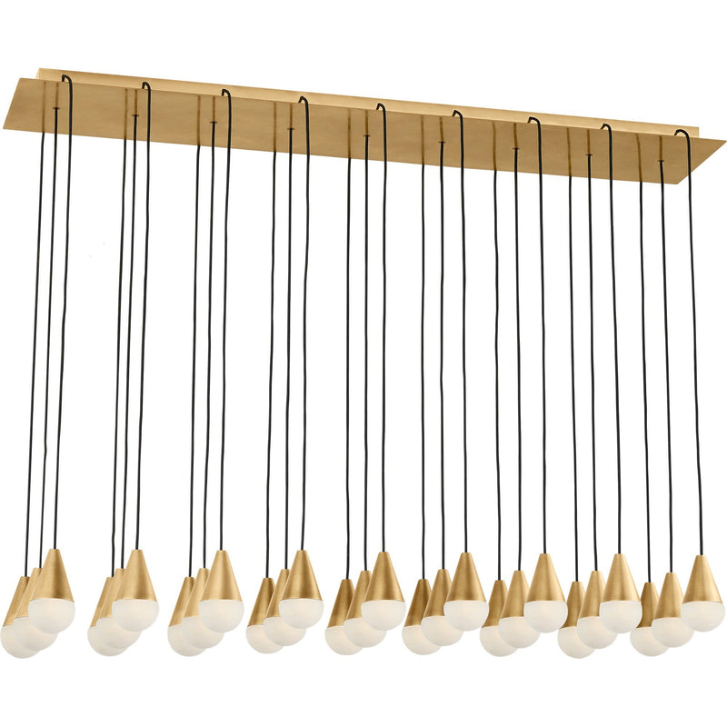 Cupola Alabaster 27-Light Linear Pendant in 27 Light Chandelier Hand Rubbed Antique Brass