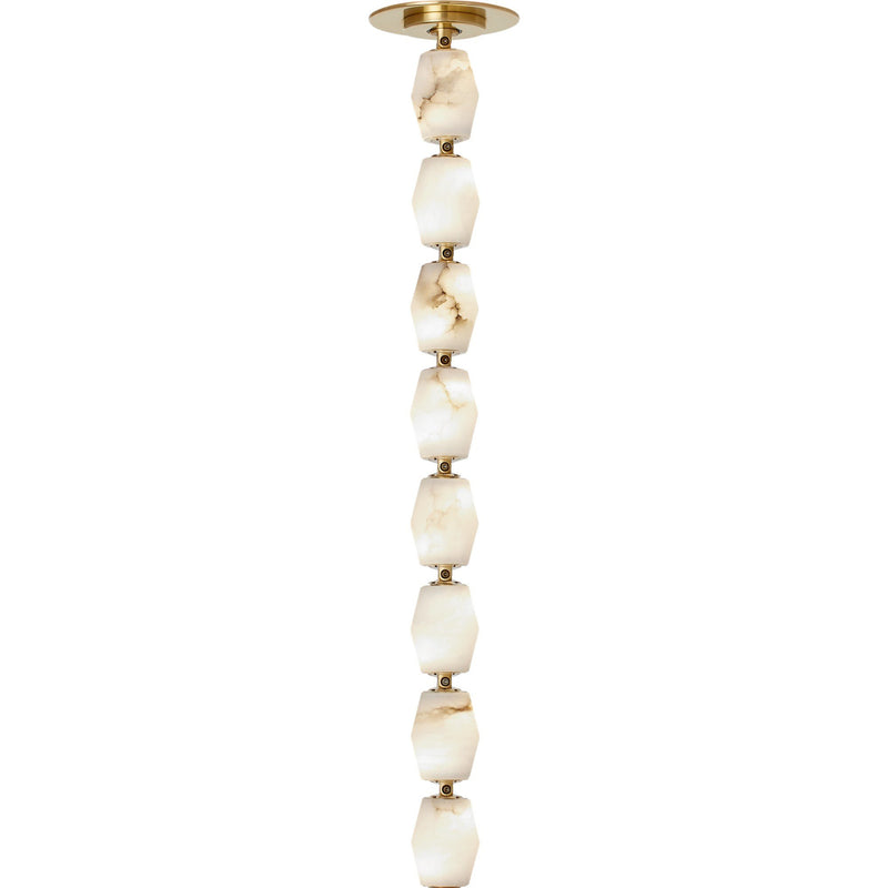 Collier Alabaster 24 Pendant in Hand-Rubbed Antique Brass with Alabaster Glass