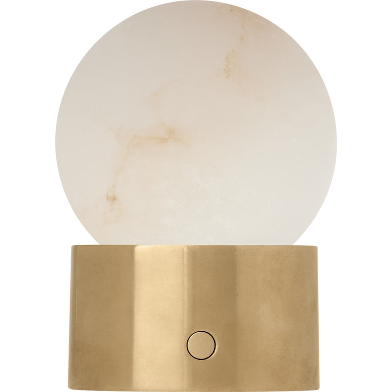 Mina Alabaster Accent Rechargeable Table Lamp in Alabaster Hand Rubbed Antique Brass