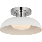 Cyrus 8" Flush Mount in Polished Nickel and Matte White