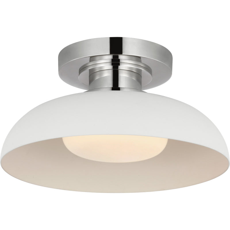 Cyrus 8" Flush Mount in Polished Nickel and Matte White