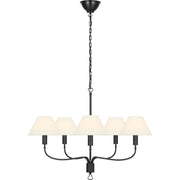 Griffin 31" 5-Light Chandelier in Bronze and Chocolate Leather