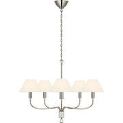Griffin 31" 5-Light Chandelier in Polished Nickel and Parchment Leather