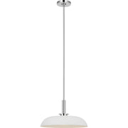 Cyrus 16" Pendant in Polished Nickel and Matte White