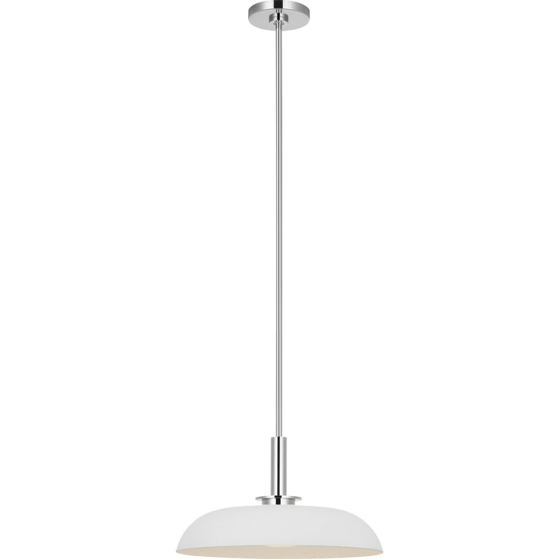 Cyrus 16" Pendant in Polished Nickel and Matte White