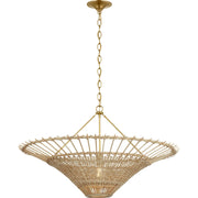 Elona 36" Wicker Pendant in Hand-Rubbed Antique Brass