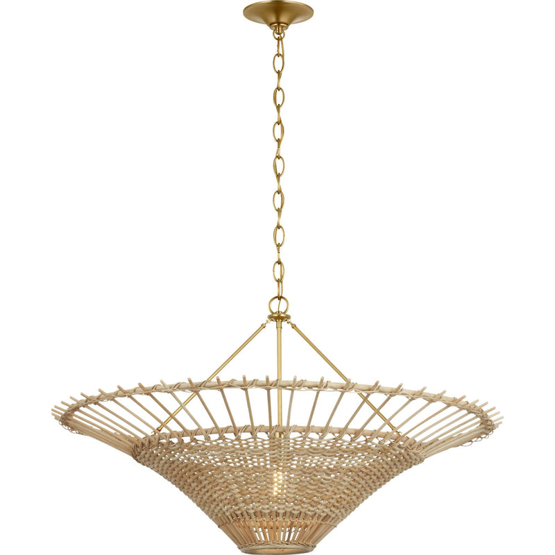 Elona 36" Wicker Pendant in Hand-Rubbed Antique Brass
